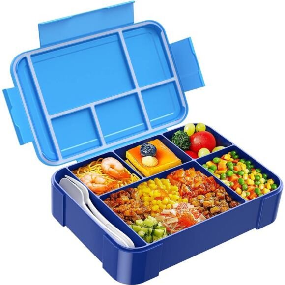 Bento Lunch Box for Kids - 1450ml Leakproof Kids Bento Box 6 Compartments - Picture 1 of 8